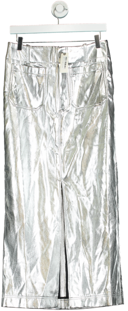 Anthropologie Silver Metallic Skirt UK M
