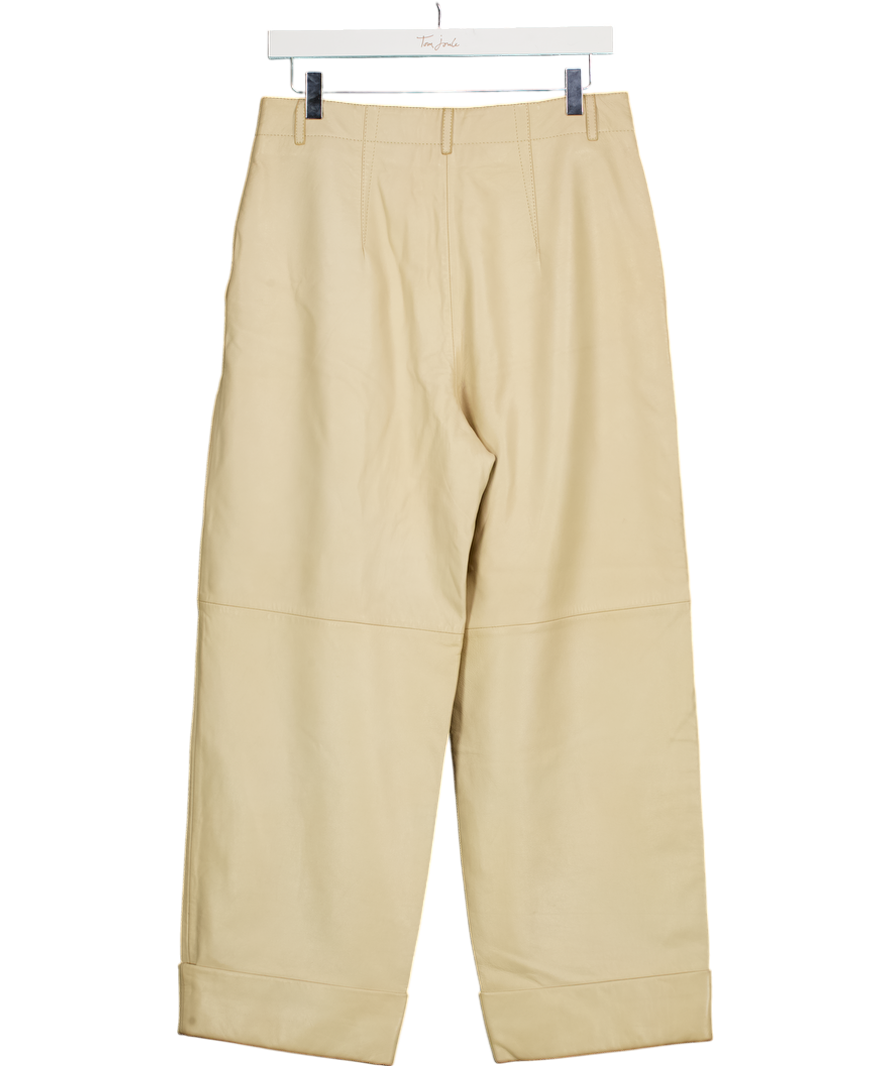Massimo Dutti Beige Real Leather Trousers UK M