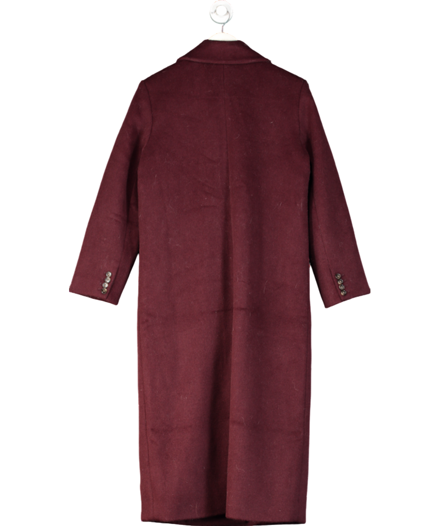Abercrombie & Fitch Red Burgundy Wool-blend Double-breasted Coat UK S