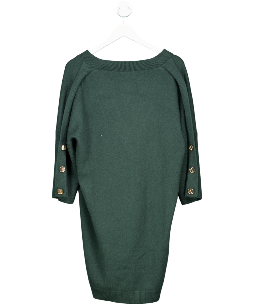 Claudie Pierlot Green Knitted jumper dress with gold button detail UK 12 - Reliked Claudie Pierlot Green Knitted jumper dress with gold button detail UK 12 - Reliked