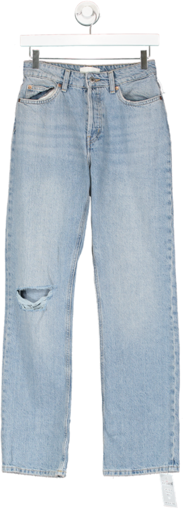 H&M Blue Straight Leg High Waist Jeans UK 8