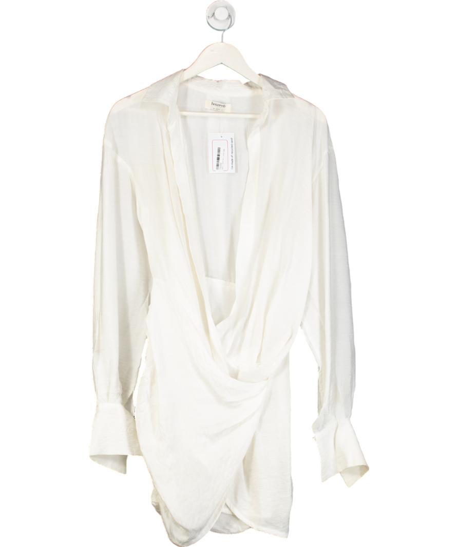 House of CB White Carys Draped Shirt Dress UK S