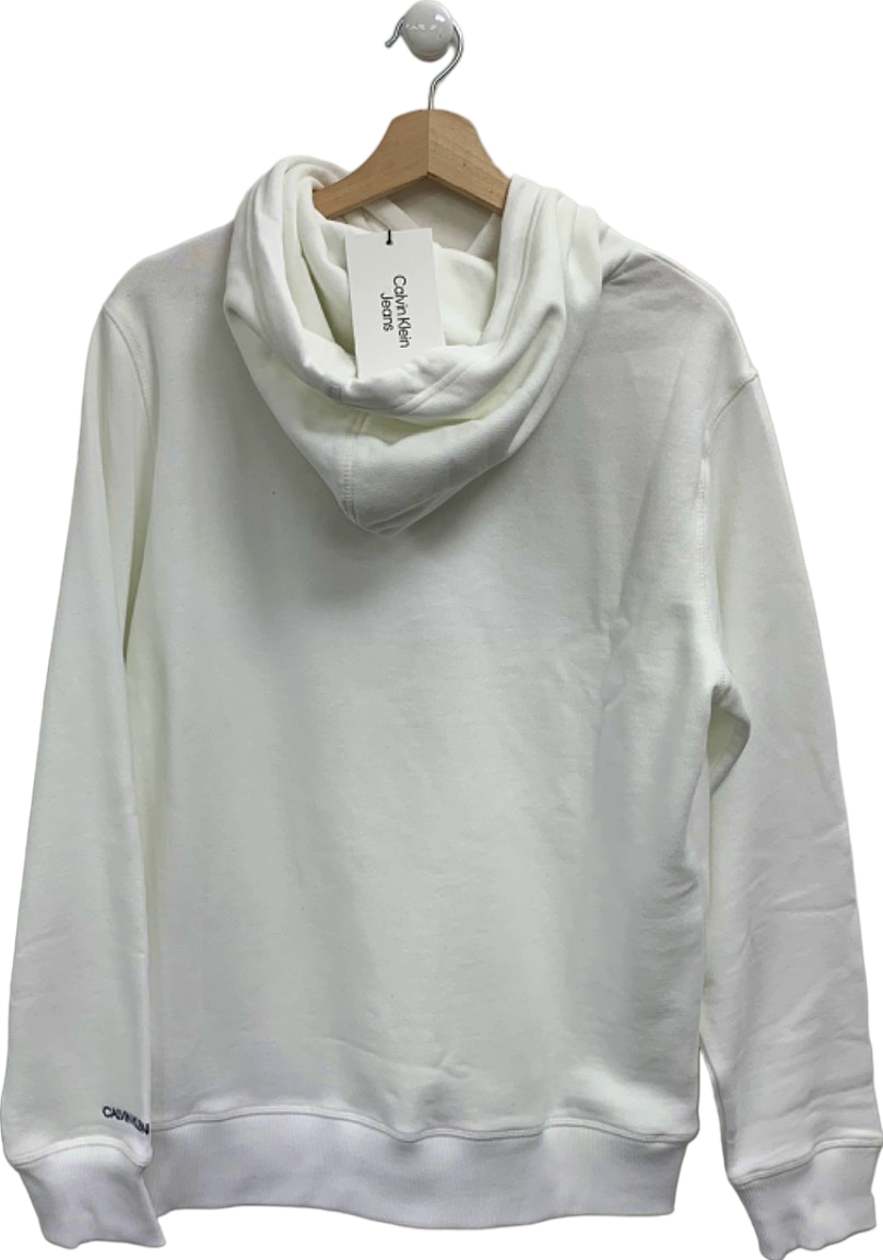 Calvin Klein White Hoodie Sweatshirt UK M