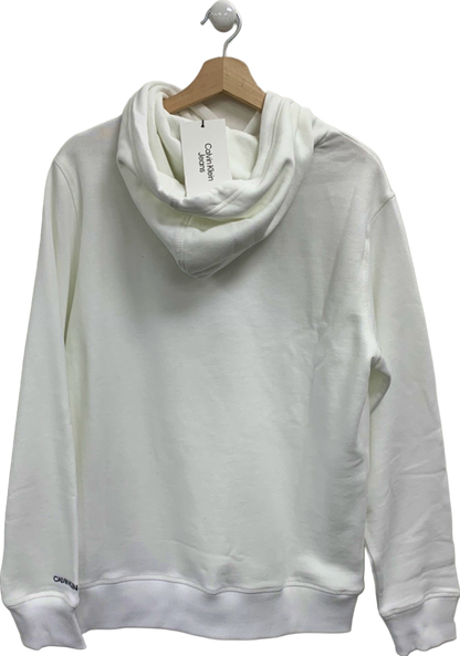 Calvin Klein White Hoodie Sweatshirt UK M