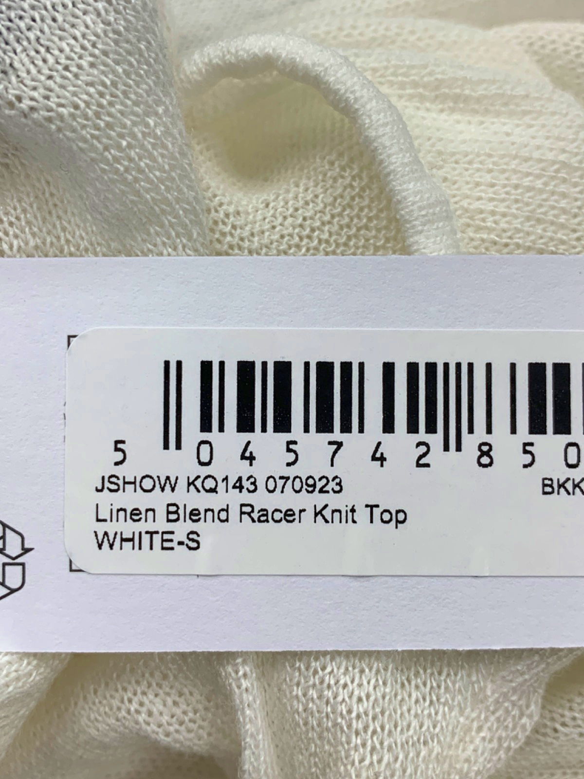 Karen Millen White Linen Blend Racer Knit Top UK S