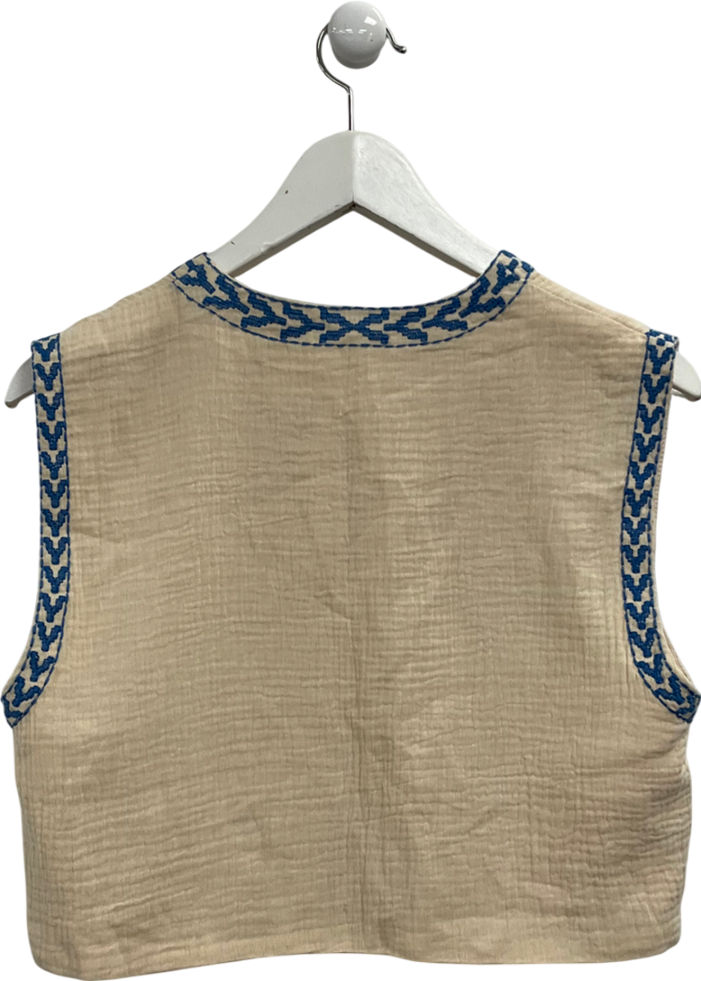 Beige Vintage Embroidery Flower Cardigan UK M