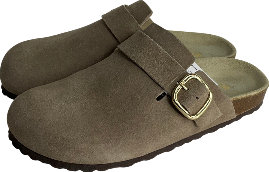 Next Beige Neutral Forever Comfort® Leather Footbed Clogs UK 4 EU 37 👠