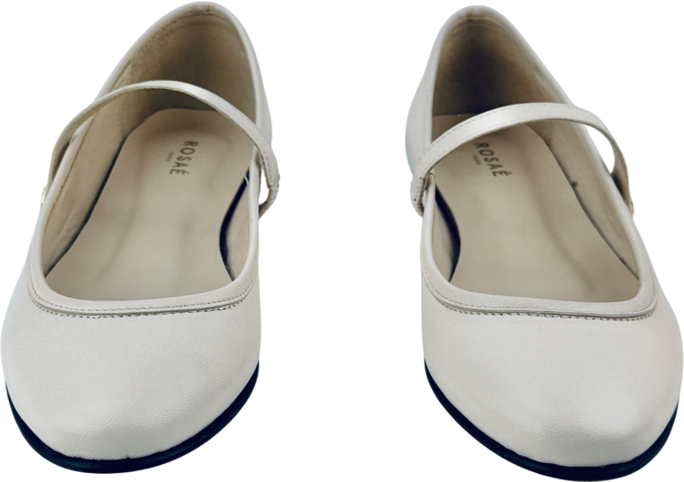 ROSAE PARIS Cream Les Georges Luxury Leather Mary Jane Ballet Flats UK 4 EU 37 👠