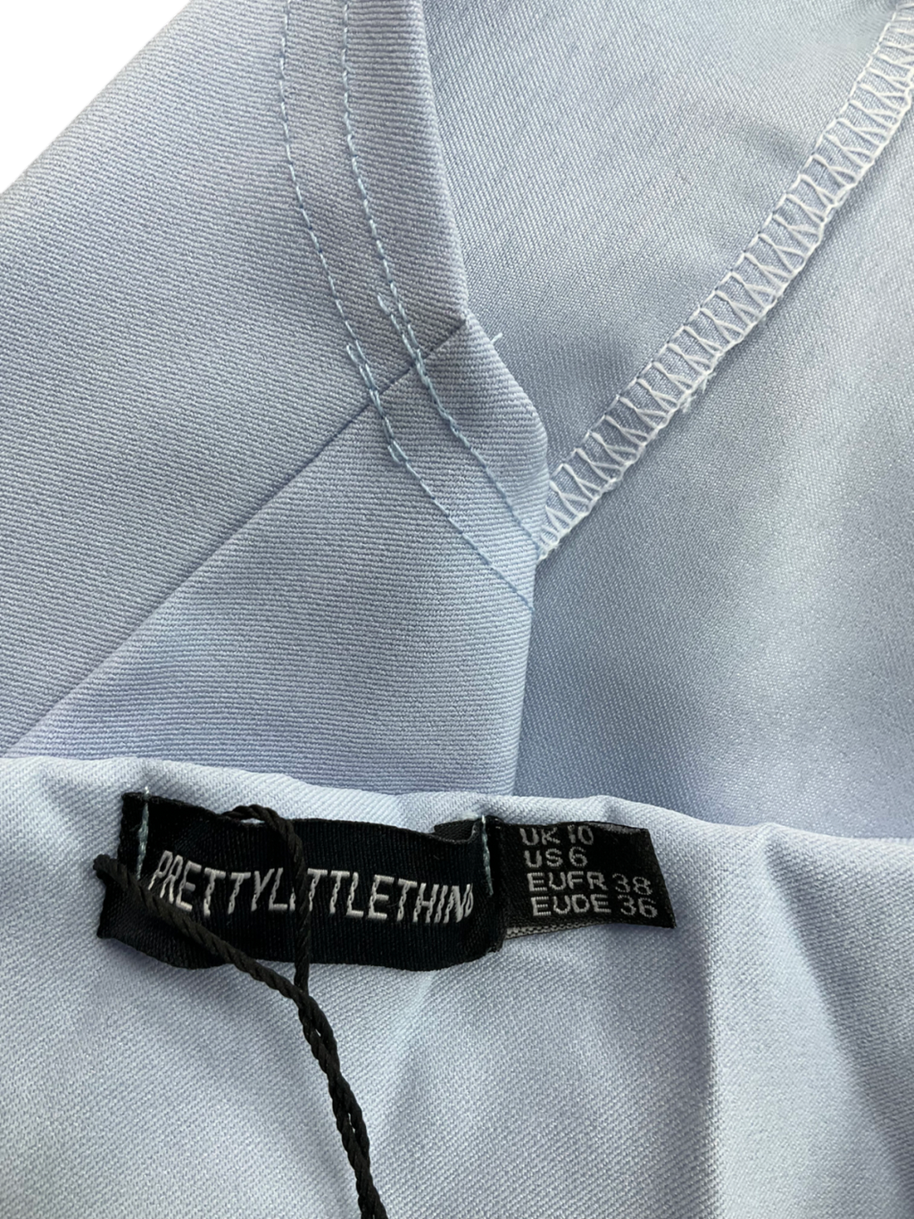 PrettyLittleThing Blue Stretch Woven Dip Hem Corset Top UK 10