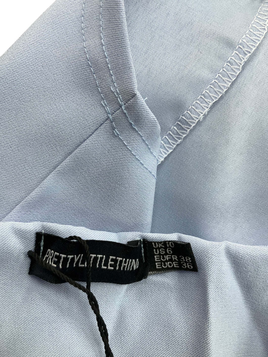 PrettyLittleThing Blue Stretch Woven Dip Hem Corset Top UK 10