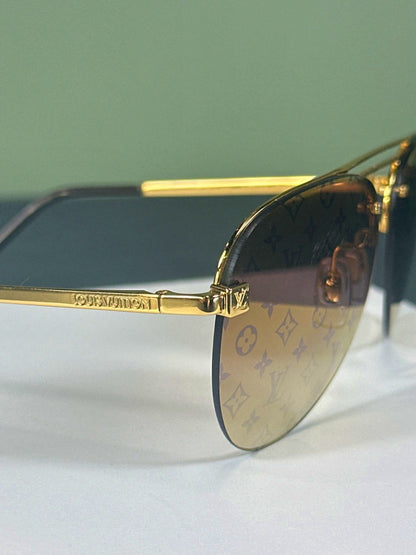 Louis Vuitton Gold Clockwise Aviator Sunglasses