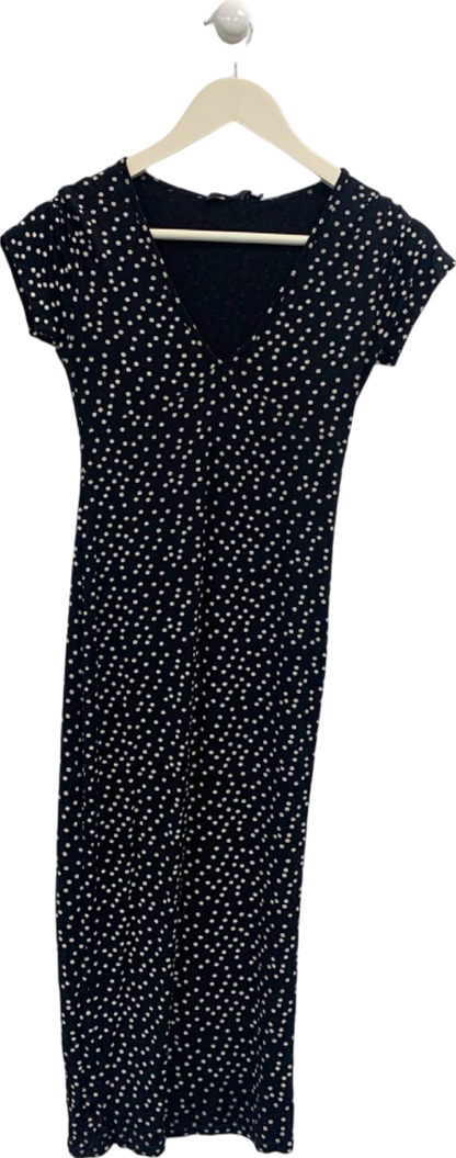 Pretty Little Thing Black Polka Dot Midi Dress UK 8