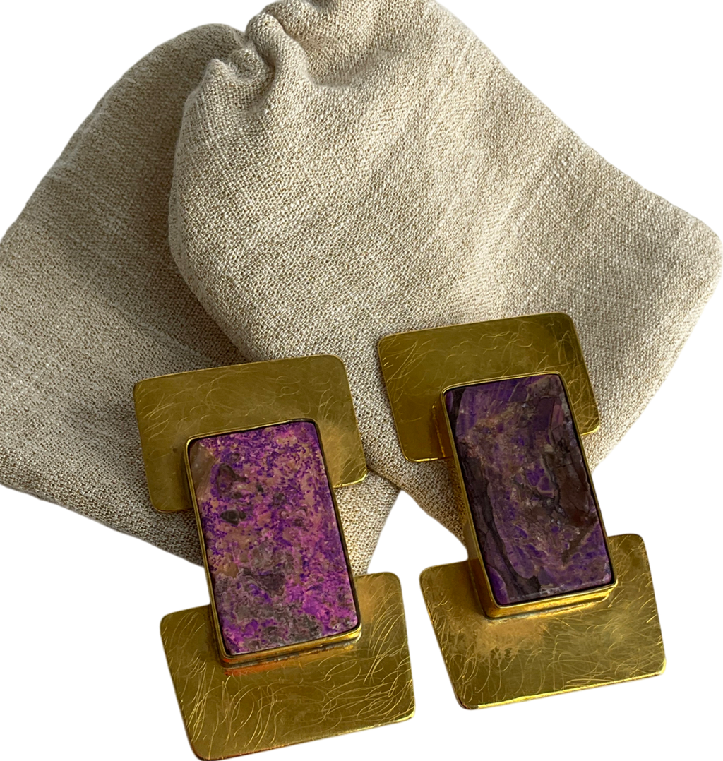 Liya Jewelery Gold And Purple Earrings