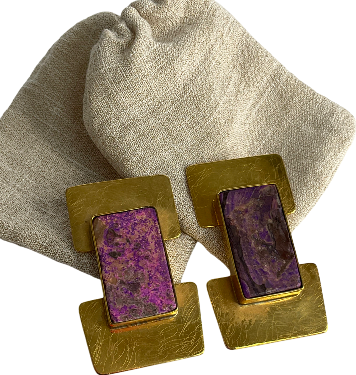 Liya Jewelery Gold And Purple Earrings