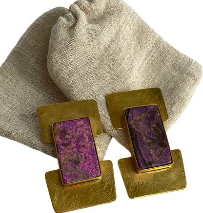 Liya Jewelery Gold And Purple Earrings