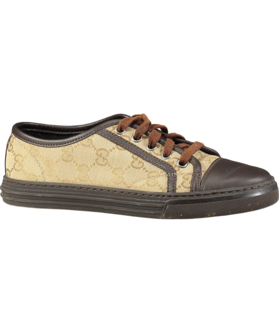 GUCCI Brown GG Monogram Supreme Low Trainer UK 2 EU 35 👠