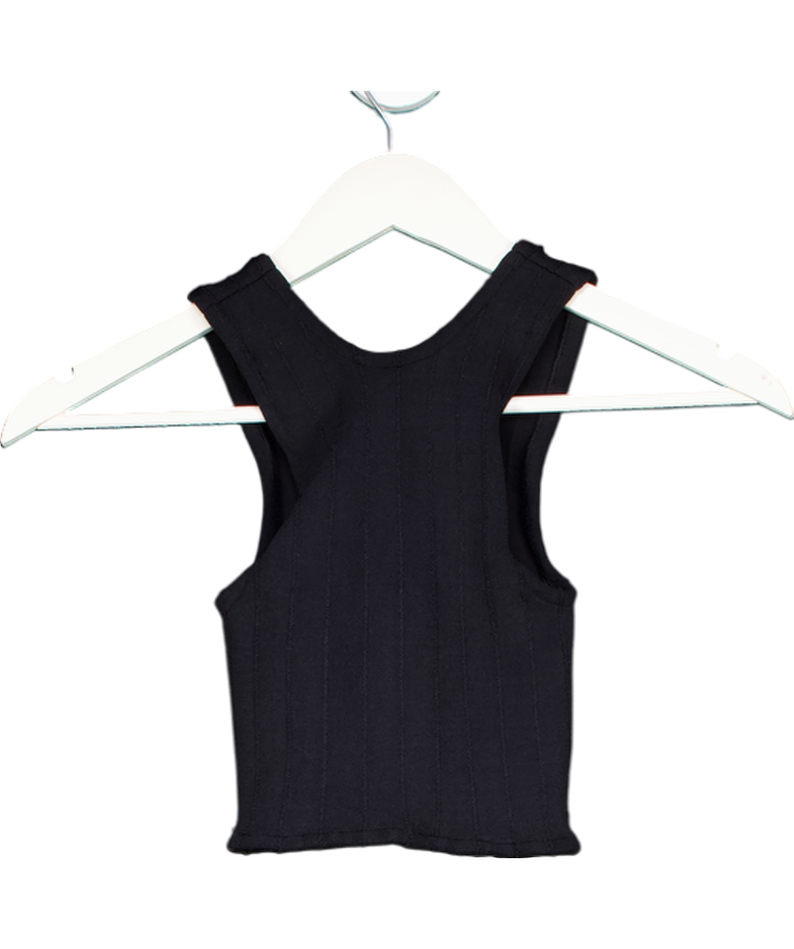 Hunza G Black Cropped Racer Top UK XS/S