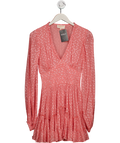 Rococo Sand Pink Lurex Spot V Neck Long Sleeve Mini Dress UK XS