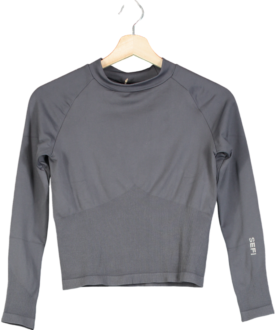 SEFI Grey Timeless Ribbed Long Sleeve Top UK S