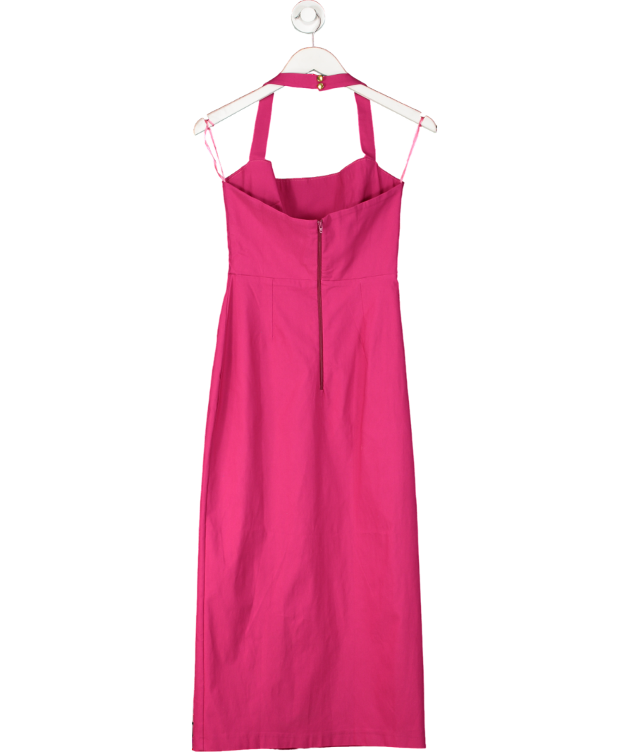 Vesper Pink Bengaline Halterneck Thigh Split Midaxi Dress UK 12