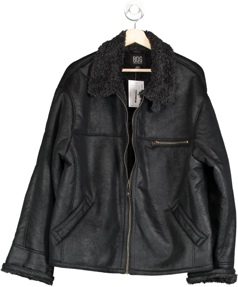 Urban Outfitters BDG Black Faux Shearling Aviator Jacket S