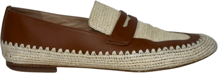Boden Cream Lydia Raffia Detail Loafers UK 8 EU 41 👠