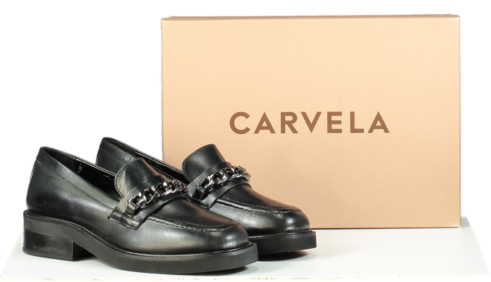 Carvela Black Lock Loafer Leather Casuals UK 3 EU 36