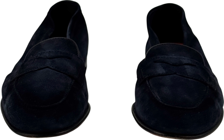 SANTONI Navy Blue Suede Loafers UK 4 EU 37 👠