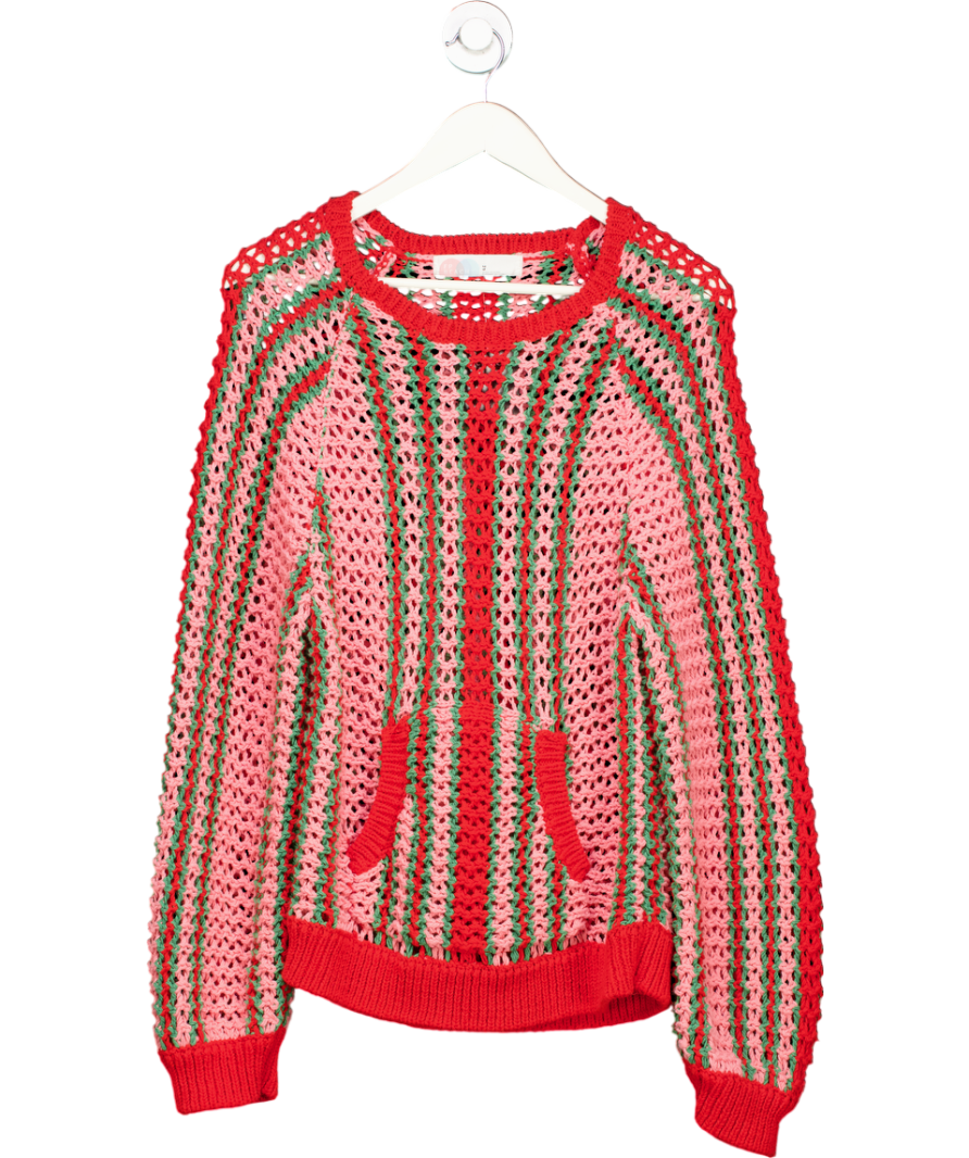 Free People Red Crochet Pullover Sweater Top UK M