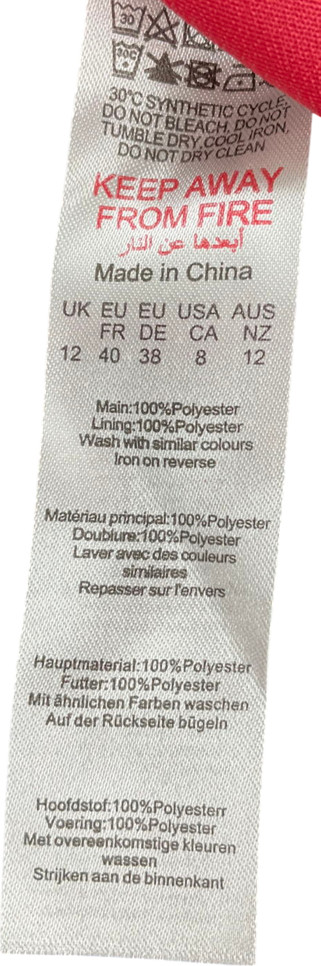 PrettyLittleThing Red Ombré Chiffon Ring Detail Body On Dress UK 12