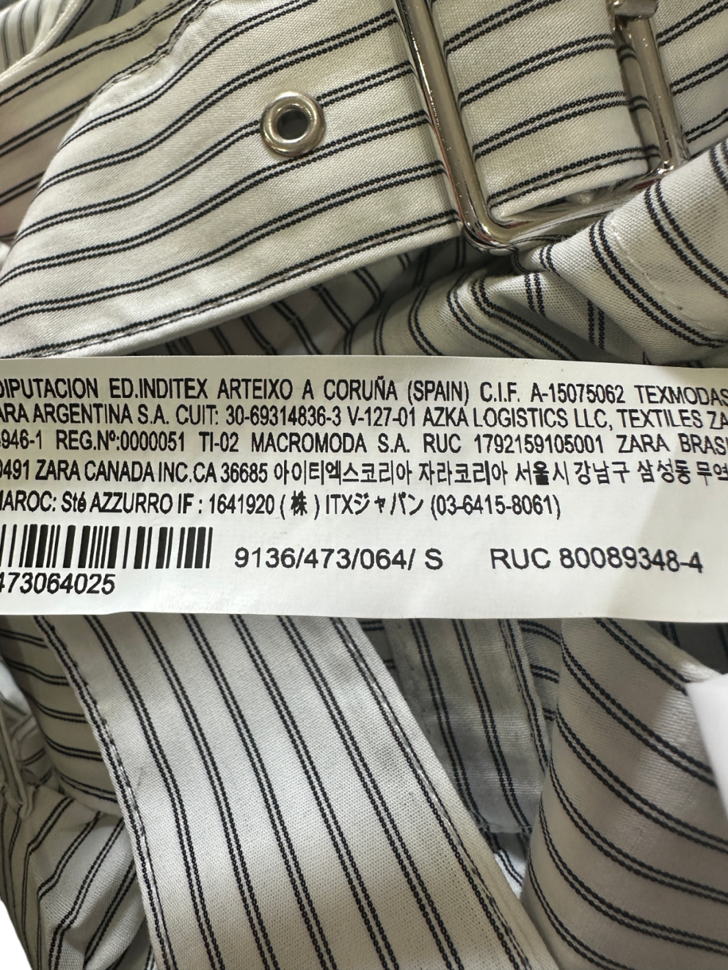 ZARA White Cropped Striped Shirt Blouse With Belt UK S