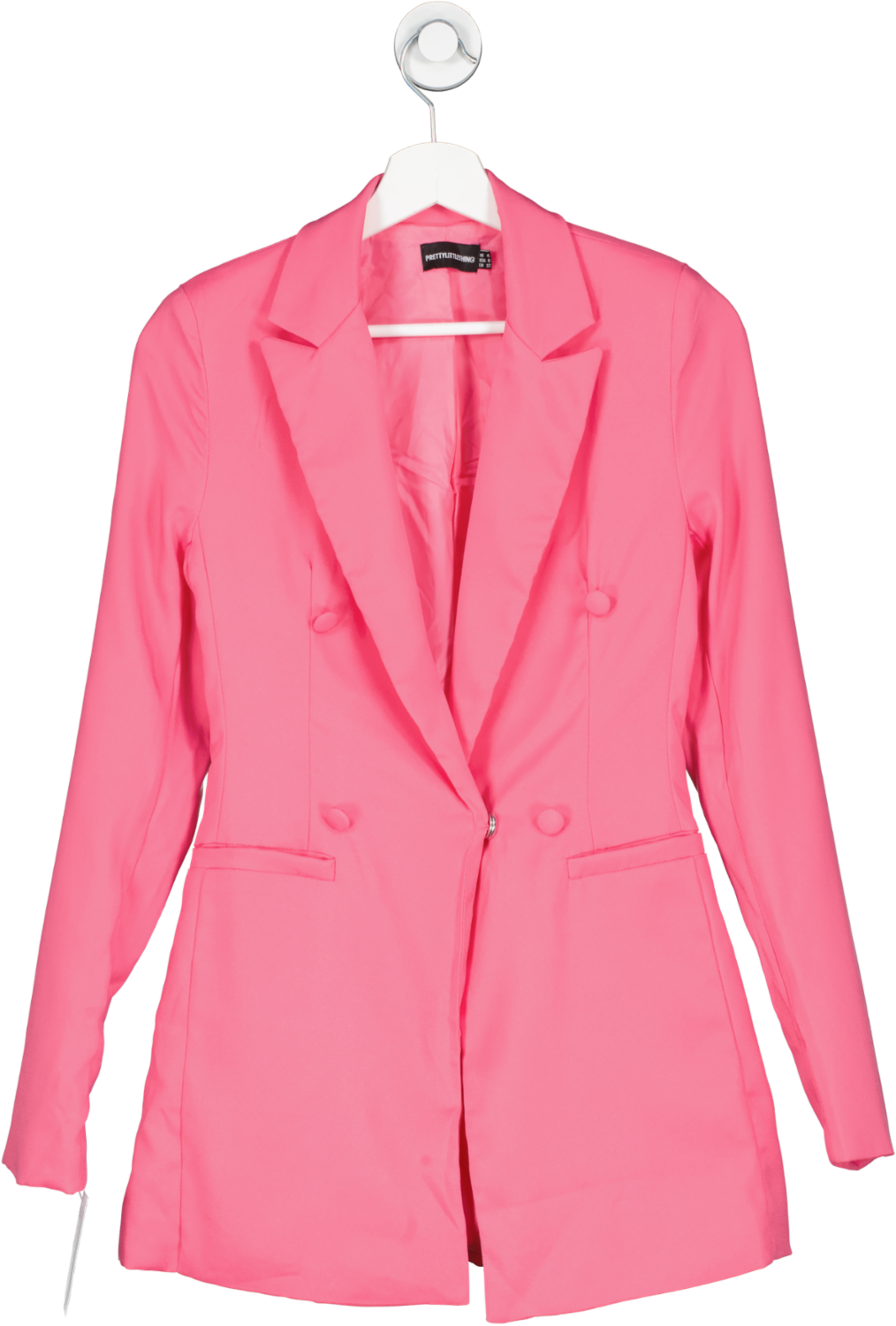PrettyLittleThing Pink Double Breasted Woven Blazer UK 4