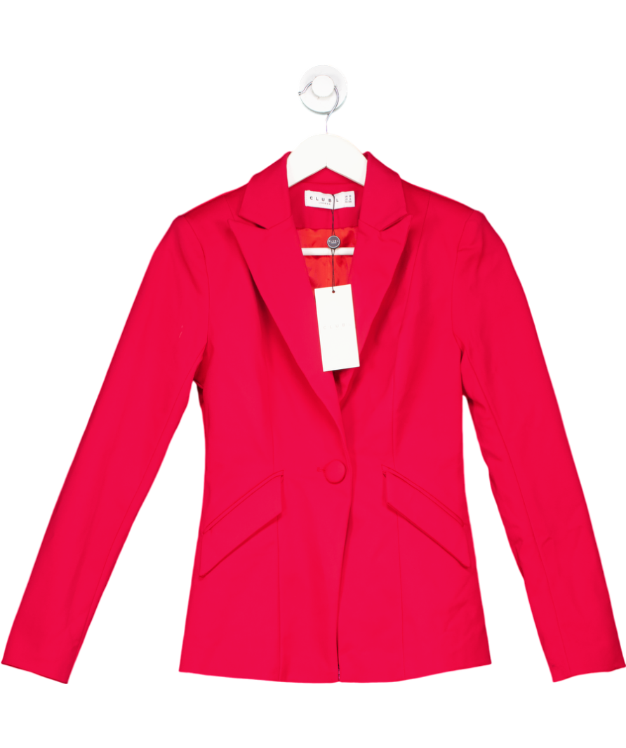 Club L Red Sarana Plunge Neck Tailored Blazer UK 8