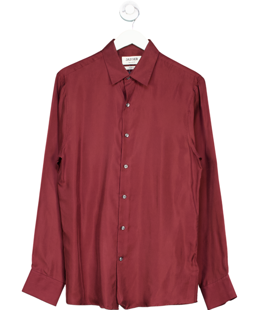 jaeger Red Regular Fit Luxury Silk Shirt UK S