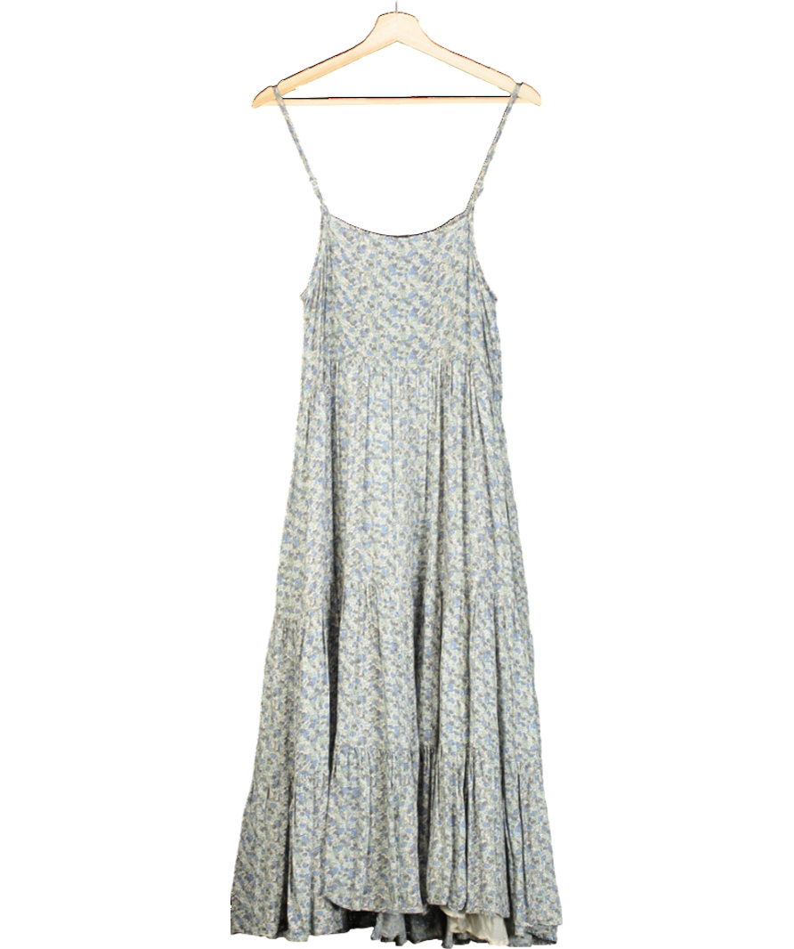 & Other Stories Green Strappy Floral Midi Dress UK S