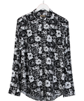 ZARA Black Slim Fit Floral Embroidered Shirt UK XL