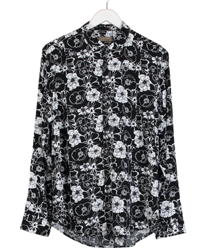 ZARA Black Slim Fit Floral Embroidered Shirt UK XL