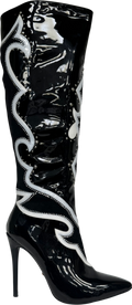 Bello star Black Diamanté Knee High Boots UK 6 EU 39 👠