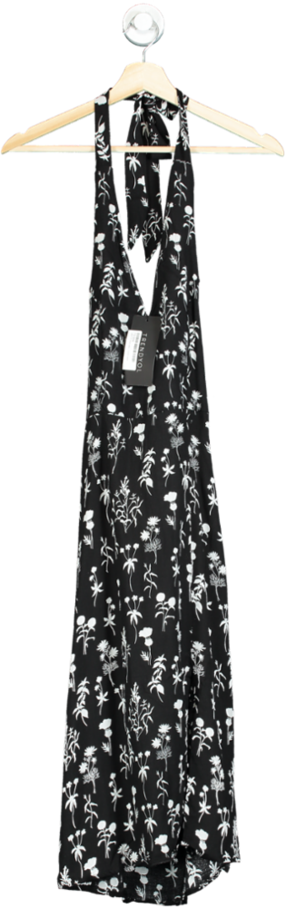 Trendyol Black Floral Halter Maxi Dress UK 4