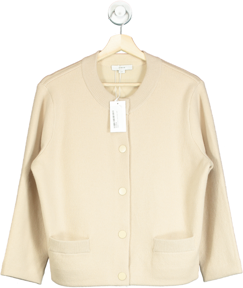 Vince Beige New Season Wool & Cashmere Blend Cardigan UK L