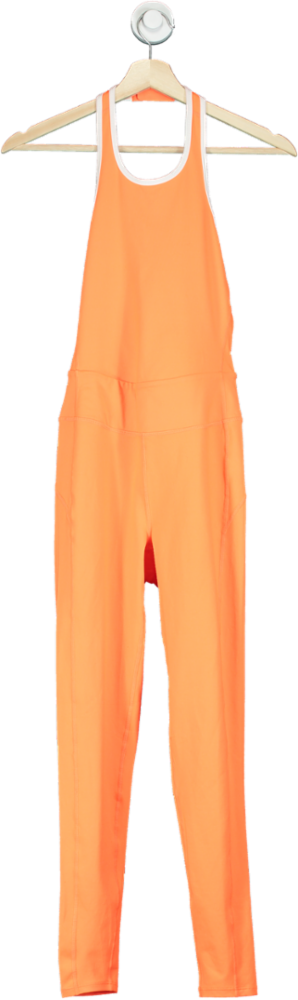 Free People Orange Halterneck Activewear Jumpsuit UK S