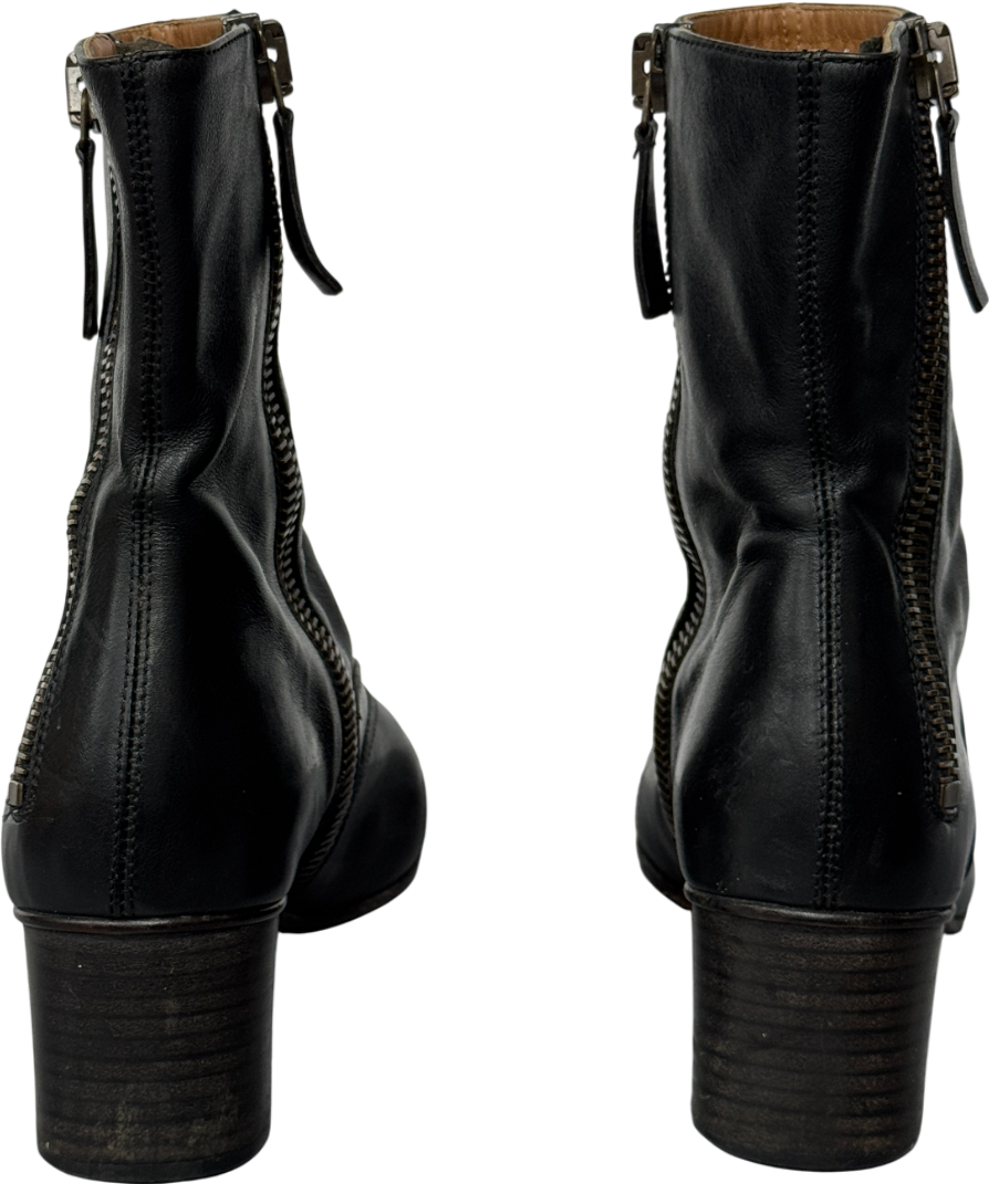 Chloé Lexi Black Ankle Leather Double Zipper Block Heel Boots UK 6.5 EU 39.5 👠