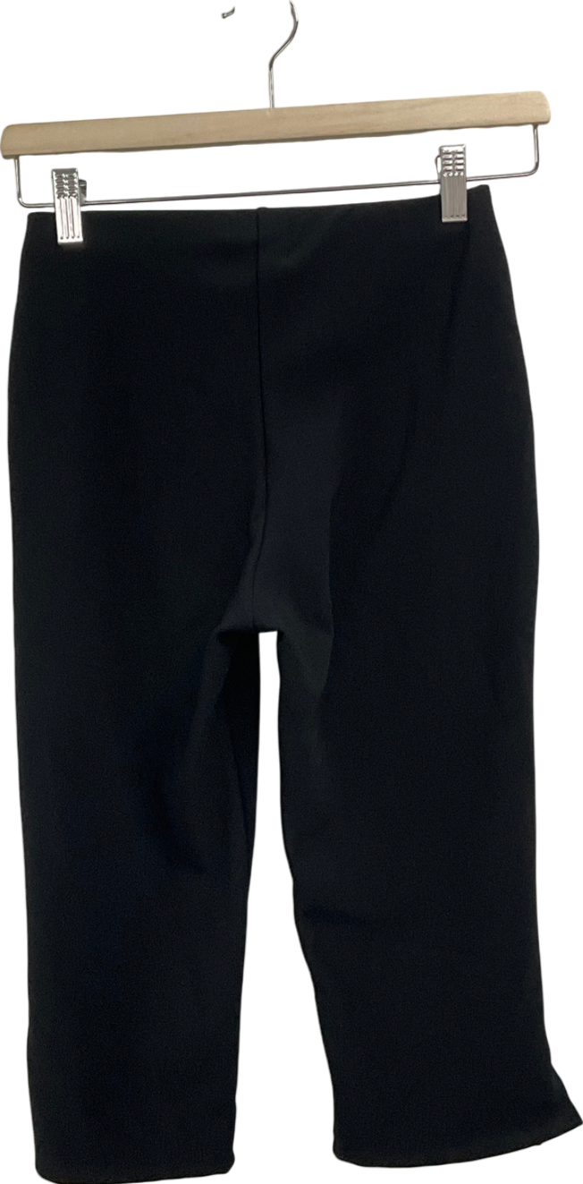 ASOS Ribbed Capri Trousers With Side Split In Black UK S