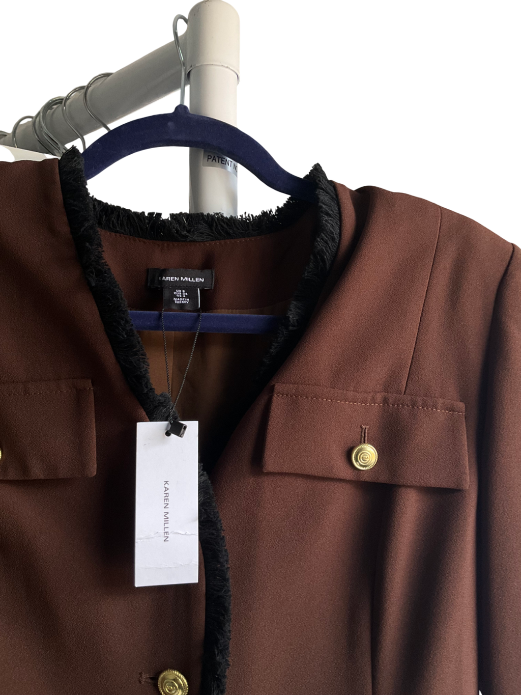 Karen Millen Brown Coffee Tailored Crepe Blazer Jumpsuit UK 8