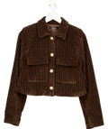 V by Very The Very Collection Cord Structured Cropped Blazer - Brown UK 8