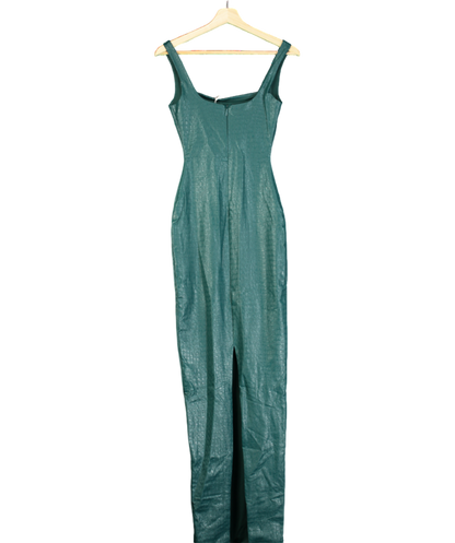 Naked Wardrobe Green Vegan Leather Croc Tank Maxi Dress UK XS