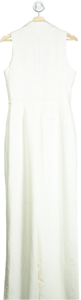 Club L London White Endure Tall White Tailored Sleeveless Wide-Leg Jumpsuit UK 10