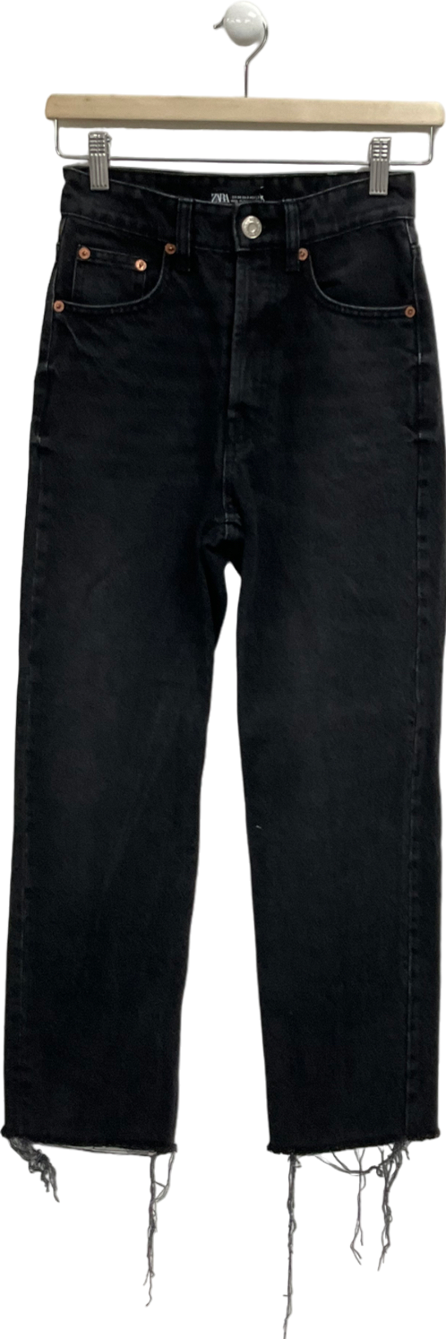 ZARA Black Straight Leg High Waisted Jeans UK 6