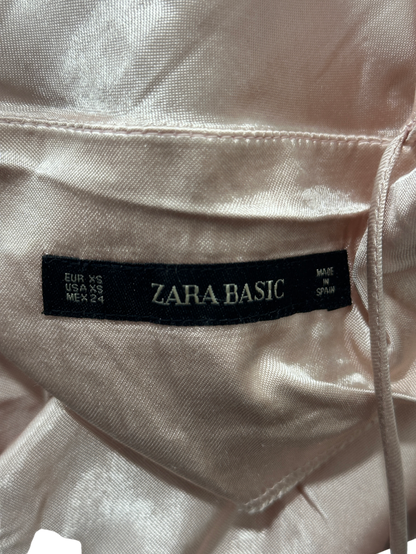 Zara Basic Pink Satin Slip Dress XS