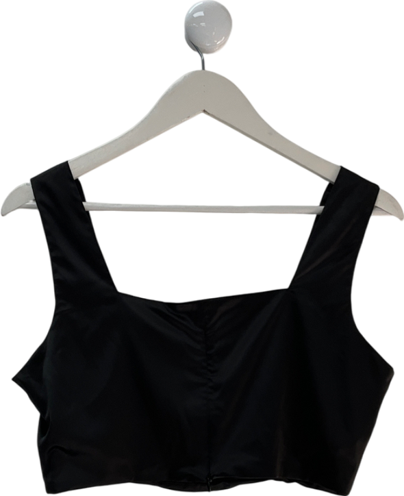 souki belair Black Ellis Satin Crop Top UK M